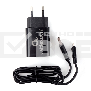 Адаптер питания Cablexpert MP3A-PC-35 USB 2 порта, 2.4A, черный + кабель 1м micro