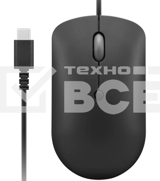 Мышь проводная Lenovo 400 черный, 2400 dpi, USB-C, кнопки - 4