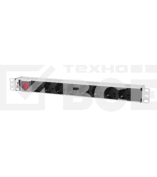 Блок розеток Rem-10 без шнура с выкл., 8 Sсhuko, вход IEC 60320 C14, 10A, алюм., 19