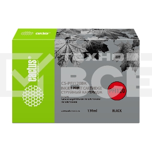 Картридж струйный Cactus CS-PFI120BK черный (130мл) для Canon imagePROGRAF TM-200/TM-205/TM-300/TM-305
