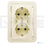 Розетка 2-м СП Mimoza 16А IP20 с заземл. крем/крем Makel 25082, фото2