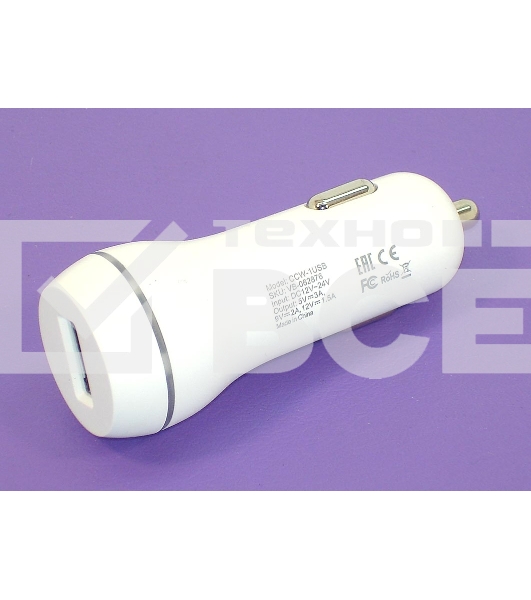 Автомобильное зарядное устройство AMPERIN CCW-1USB USB DC 5V 3.0A/9V 2A/12V 1.5A Белый