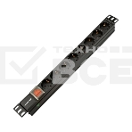 Блок распределения питания Rexant для 19' шкафов, горизонтальный, 8 розеток СЕЕ 7/4, 10A, выкл, алюм корп, гнездо C14, фото9