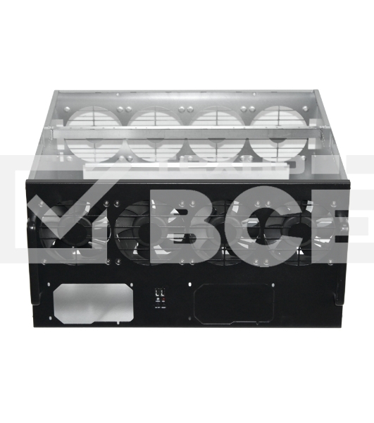 Корпус для майнинга Exegate EX270771RUS Pro 8-430 <без БП, 2*USB, 4*fan 120мм, места под: 8 видеокарт, 2 БП>