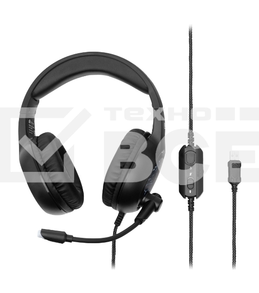 Наушники с микрофоном Oklick HS-L930G SNORTER черный/синий 2м мониторные USB оголовье (HS-L930G)