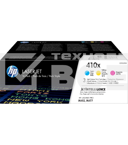 Картридж лазерный комплект HP 410X (CF252XM) голубой/пурпурный/желтый для HP Color LaserJet Pro M377/M452