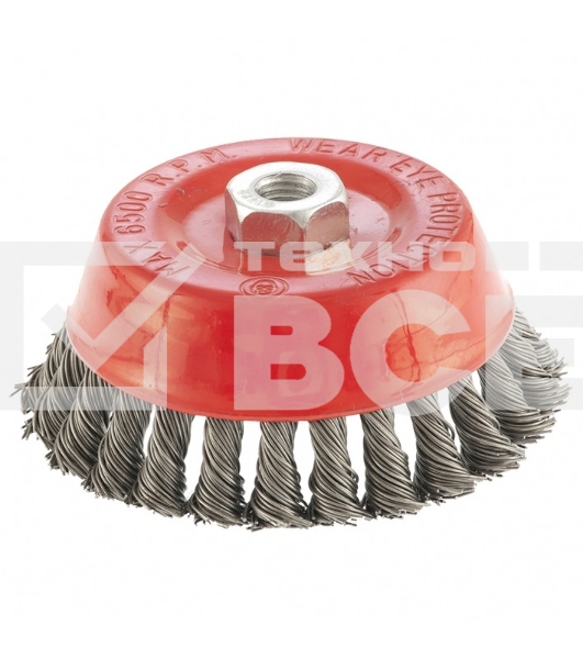 Щетка Matrix для УШМ, 125 мм, М14, Чашка, крученая проволока 0,8 мм