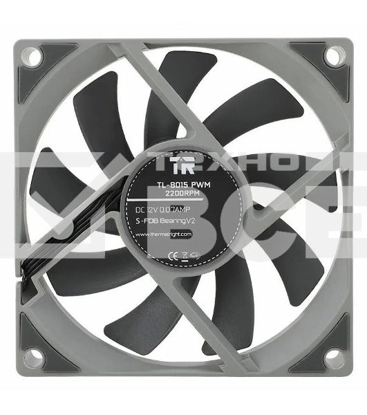 Вентилятор корпусный Thermaltight TL-8015 (80x80x15mm, 4-pin PWM, 28.4CFM, 23.3dBA, 2200RPM, Grey)