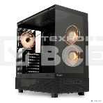 Компьютерный корпус HSPD F710, Panoramic Mid Tower, черный, TG, 0.5 SPCC, 3x120мм ARGb E-ATX, ATX, mATX, mITX 185/395/270мм 2x2.5