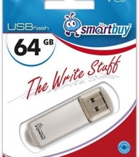 Флешка USB Smartbuy V-Cut Silver (SB64 GbVC-S), 64Gb, USB 2.0, R/W 25/15, серебристый