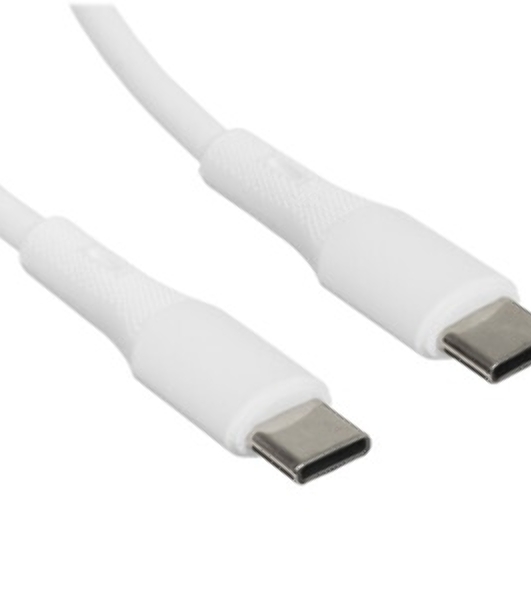 Кабель USB2.0 Cablexpert CC-USB2S-CMCM-1M-W Type-C/Type-C, 3А, 65Вт, PD/QC3.0, силиконовый, 24AWG, медь, 1м, белый, пакет