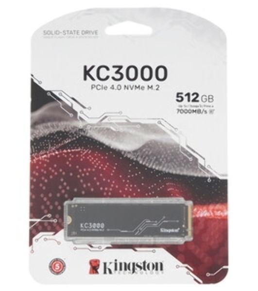 Накопитель SSD Kingston 512Gb M.2 KC3000 SKC3000S/512G (PCI-E 4.0 x4, up to 7000/3900Mbs, 3D TLC, NVMe, 400TbW, Phison E18, 22х80мм, LP heatsink)