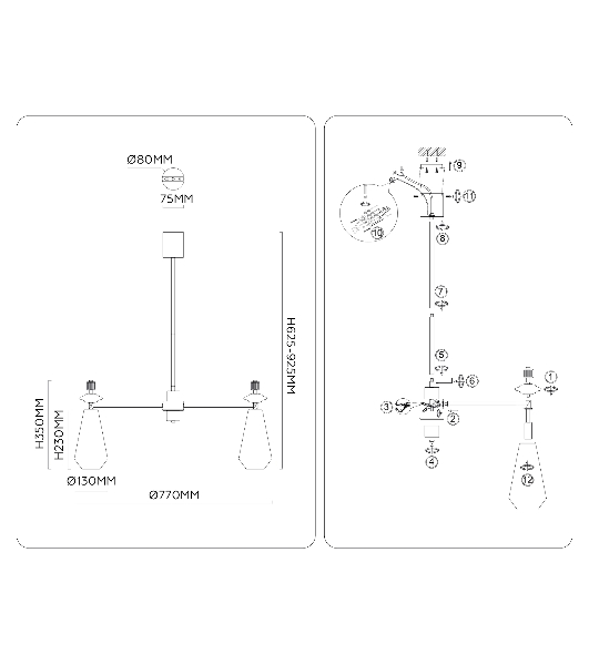 Люстра Ambrella light LH53306/7 BS/CL латунь/прозрачный E14*7 max 40W D770*925