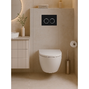 Инсталляция с унитазом комплект BAU IDEAL 6 в 1: унитаз подвесной безободковый торнадо Bau Hotel 53х36, быстросъемное сиденье микролифт, кнопка смыва BAU Round, черная матовая