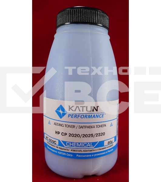 Тонер HP CP2020/2025/CM2320 Cyan, химический (фл.80г.) Katun фас. России