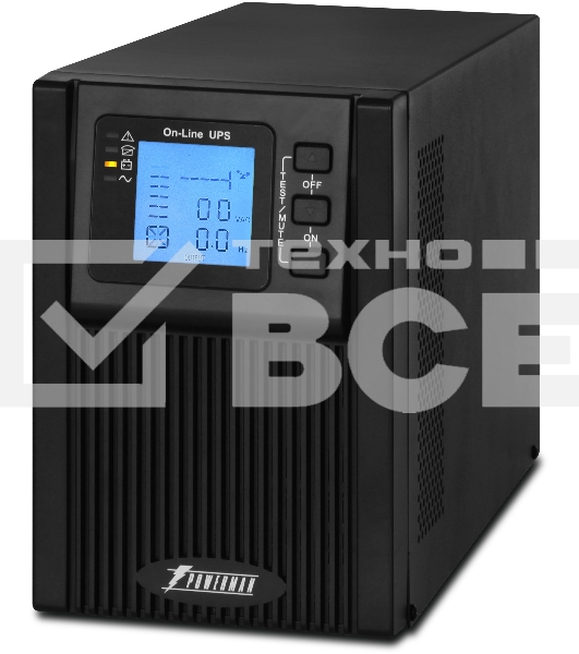 Источник бесперебойного питания PowerMan Online 1000 PLUS (1000ВА/800Вт, Online-Double conversion/LCD Display/USB/Software/RJ11/45,RS-232)