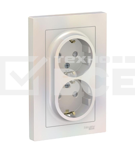 Розетка 2-м СП AtlasDesign 16А IP20 с заземл. защ. шторки в сборе жемчуж. SchE ATN000426