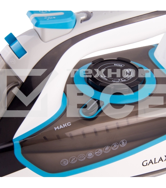 Утюг Galaxy  GL 6107 2800 Вт, керамическое покрытие подошвы, уплотнитель крышки резервуара, функции: «автоотключение», «самоочистка», «антикапля», «антинакипь», индикатор автоотключения, указатель максимального уровня воды,