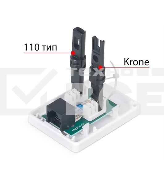 Розетка в сборе Cabeus, 1x RJ45(8P8C), кат. 6, неэкр., внешняя, цвет: белый, (WS-8P8C-Cat.6-1)