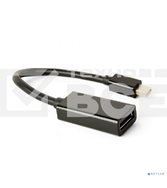 Переходник miniDisplayPort -> DisplayPort, Cablexpert A-mDPM-DPF4K-01, 4K, 20M/20F, длина 16см, черный, пакет