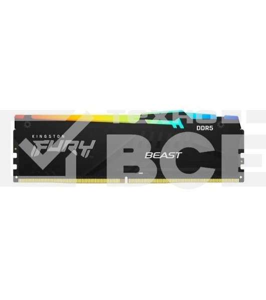 Оперативная память Kingston Fury Beast, DDR5, 8GB (1x8GB), 5200MHz, CL40, с радиаторами, RGB, черный