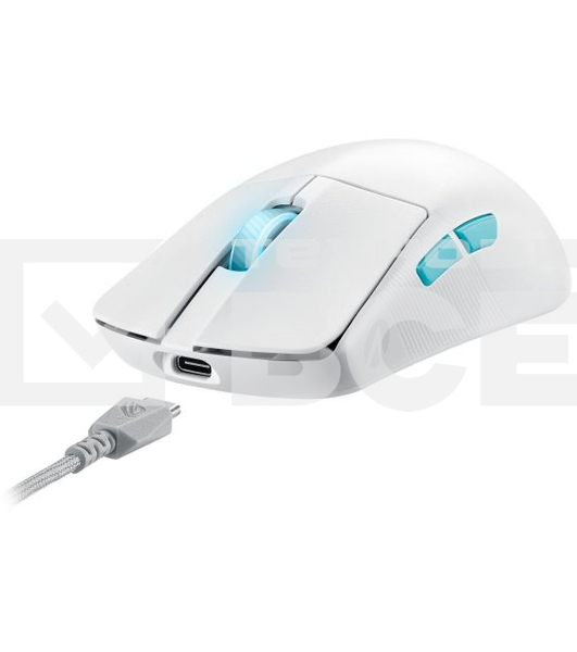 Мышь беспроводная/проводная ASUS ROG Harpe Ace Aim Lab Edition белый, 36000 dpi, радиоканал, Bluetooth, USB, кнопки - 5