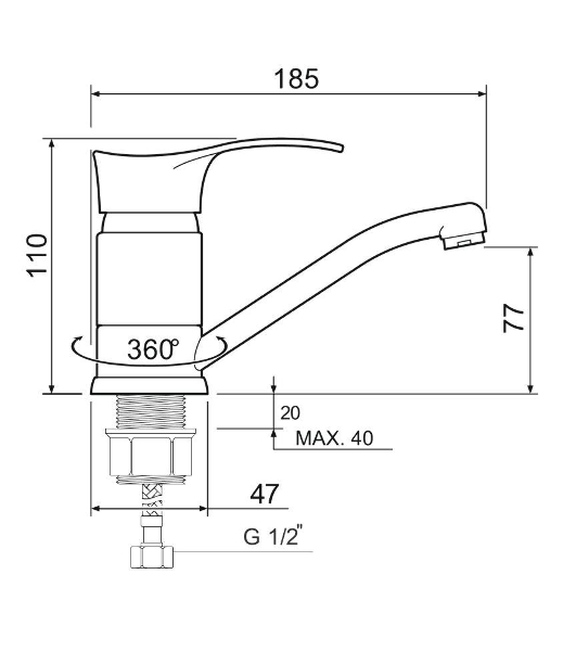 SL86-004FBS-15 Смеситель для кухни, ø35