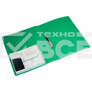 Папка на 2-х кольцах Бюрократ -0818/2RGRN A4, пластик, 0.7мм корешок 18мм, внутренний и торцевой карман, зеленый