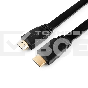 Кабель Cablexpert HDMI CC-HDMI490-15, 19M/19M, v2.0, медь, позол.разъемы, экран, плоский кабель, 1м, черный, пакет