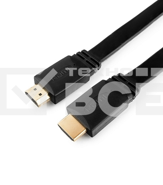 Кабель Cablexpert HDMI CC-HDMI490-15, 19M/19M, v2.0, медь, позол.разъемы, экран, плоский кабель, 1м, черный, пакет