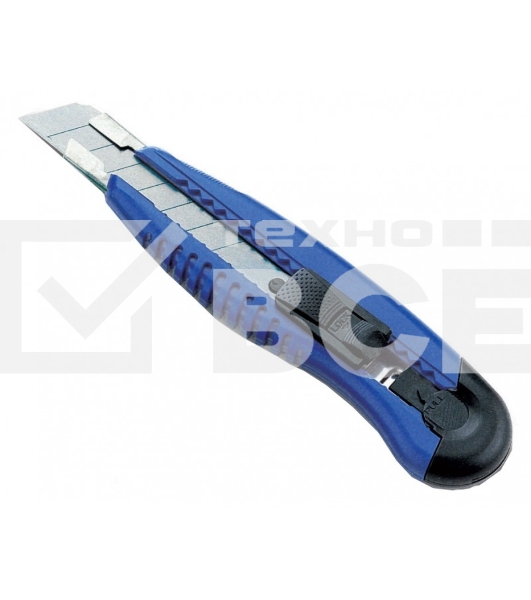 Нож канцелярский Kw-Trio 3713blue шир.лез.18мм усиленный 2 сменных лезвия металл синий блистер