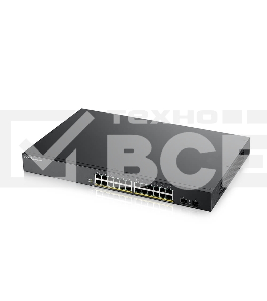 Коммутатор Smart L2 PoE+ Zyxel GS1900-24HPv2, rack 19
