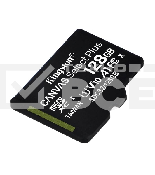 Флеш карта Kingston 128GB micSDXC Canvas Select Plus 100R A1 C10 Single Pack w/o ADP EAN: 740617299076