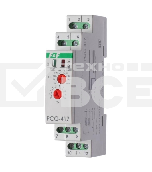 Реле времени PCG-417 (звезда-треугольник для пуска электродвиг. 230В 2х8А 2НО IP20 монтаж на DIN-рейке) F&F EA02.001.020