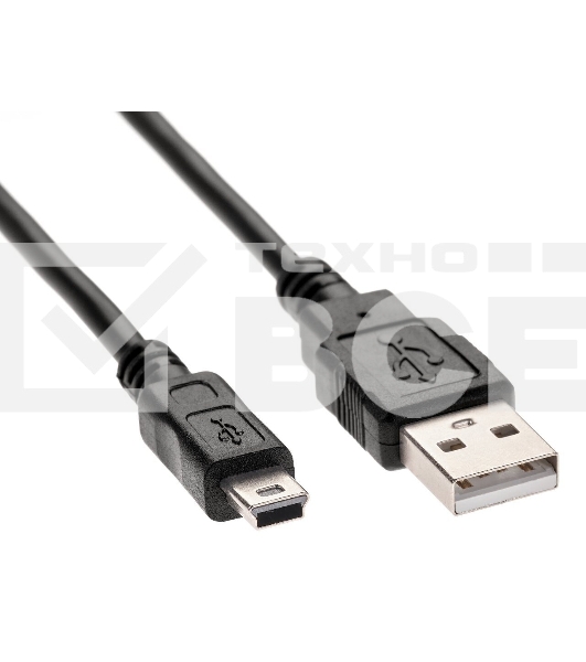 Кабель USB 2.0 A-->mini-B 5P (1м) черный TELECOM/VCOM <TC6911BK-1.0M>