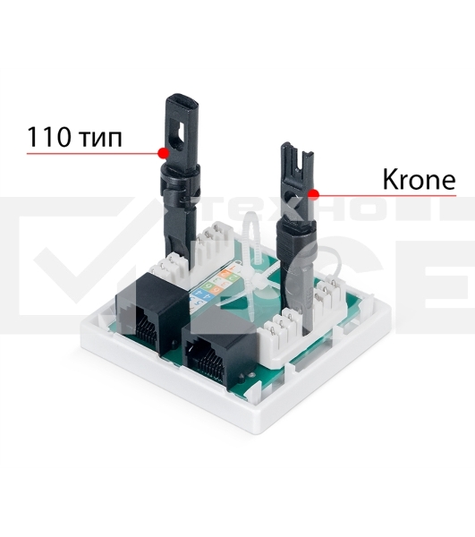 Розетка в сборе Cabeus, 2x RJ45(8P8C), кат. 6, неэкр., внешняя, цвет: белый, (WS-8P8C-Cat.6-2)