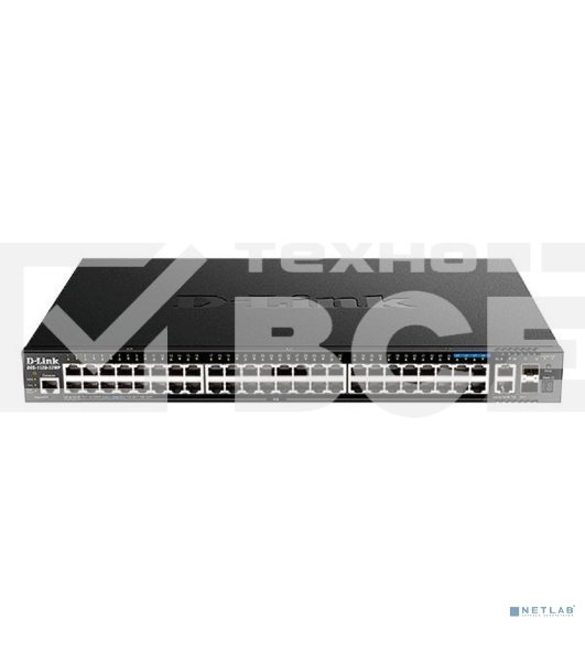 Управляемый L3 стекируемый коммутатор D-Link DGS-1520-52MP/A1A с 44 портами 10/100/1000Base-T, 4 портами 100/1000/2.5GBase-T, 2 портами 10GBase-T и 2 портами 10GBase-X SFP+