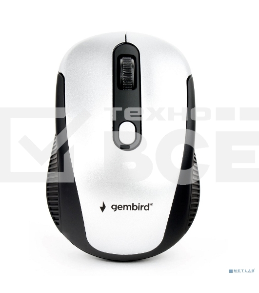 Мышь беспроводная Gembird MUSW-420-4 серебристый, 1600 dpi, радиоканал, USB, кнопки - 4
