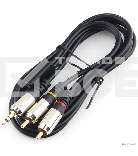 Кабель аудио Cablexpert CCAB-02-35M2RM-1.5MB. 3.5 Jack(M)/2х RCA (M), черный, 1.5м, блистер