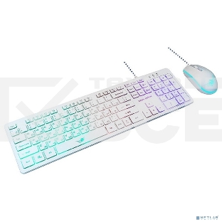 Комплект клавиатура + мышь проводной игровой набор Dialog KMGK-1707U белый Gan-Kata - клавиатура + опт. мышь с RGb подсветкой