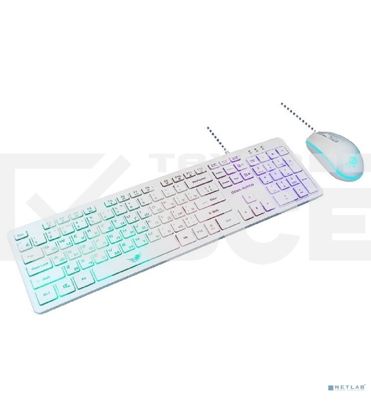 Комплект клавиатура + мышь проводной игровой набор Dialog KMGK-1707U белый Gan-Kata - клавиатура + опт. мышь с RGb подсветкой