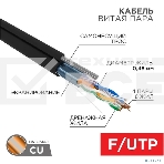 Кабель витая пара PROconnect FTP 4PR 24AWG, CAT5e, наружный (OUTDOOR) + ТРОС*1 (бухта 305 м), фото4
