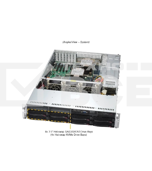 Серверная платформа/ SuperServer SYS-621P-TRT (X13DEI-T, CSE-825BTS-R1K23LPP1) (LGA-4677, Intel® C741, 16xDDR5 Up to 4TB ECC RDIMM, 8x3.5