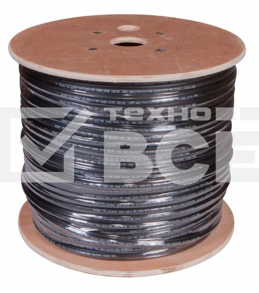 Кабель витая пара F/UTP, категория 5e, PE, 4PR, 24AWG, внешний, черный, с тросом, 305 м