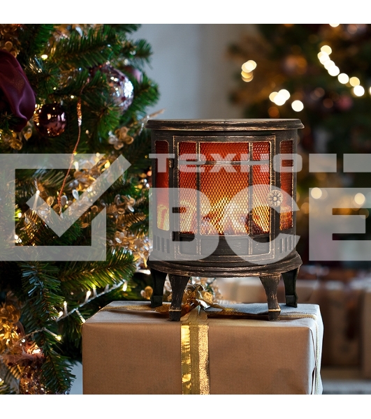 Светодиодный камин 'Винтаж мини' с эффектом живого огня 24.8х12.7х30 см, батарейки 3хС (не в комплекте), с USB, бронзовый