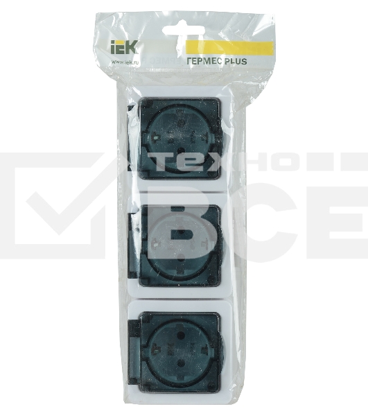 Розетка силовая  Iek ERMP32-K03-16-54-EC РСб23-3-ГПБд роз 3м с з/к о/у  IP54 (дымчатый) ГЕРМЕС PLUS