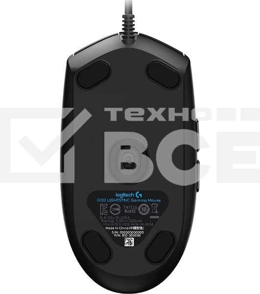 Мышь проводная Logitech G102 LIGHTSYNC черный, 8000 dpi, USB, кнопки - 6