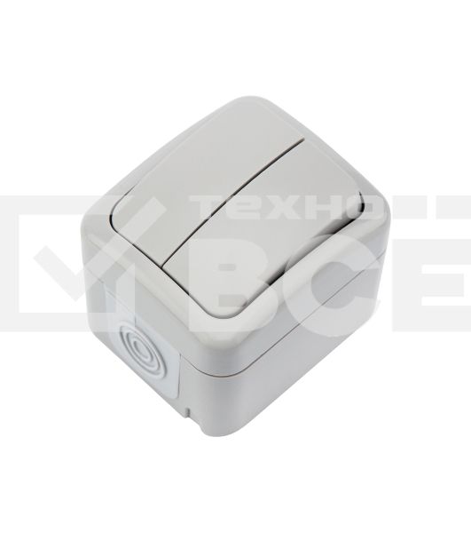 Выключатель двухклавишный Mini OG OG IP54, о/у, серый KRANZ