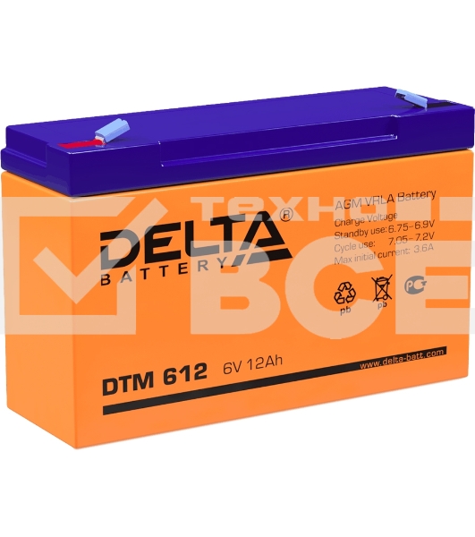 Батарея Delta DTM 612 (6V, 12Ah)