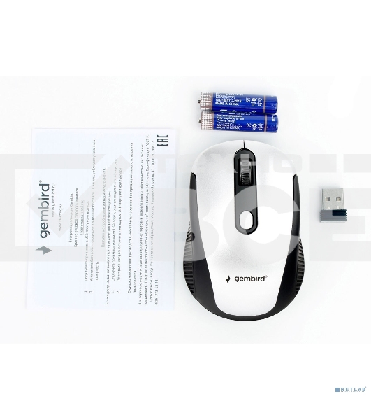 Мышь беспроводная Gembird MUSW-420-4 серебристый, 1600 dpi, радиоканал, USB, кнопки - 4